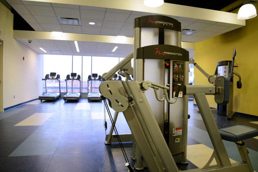 Image of a weights machine in a gym.