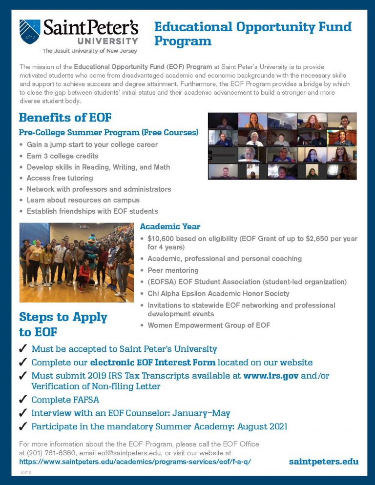 Saint Peter's University Educational Opportunity Fund Program (EOF)