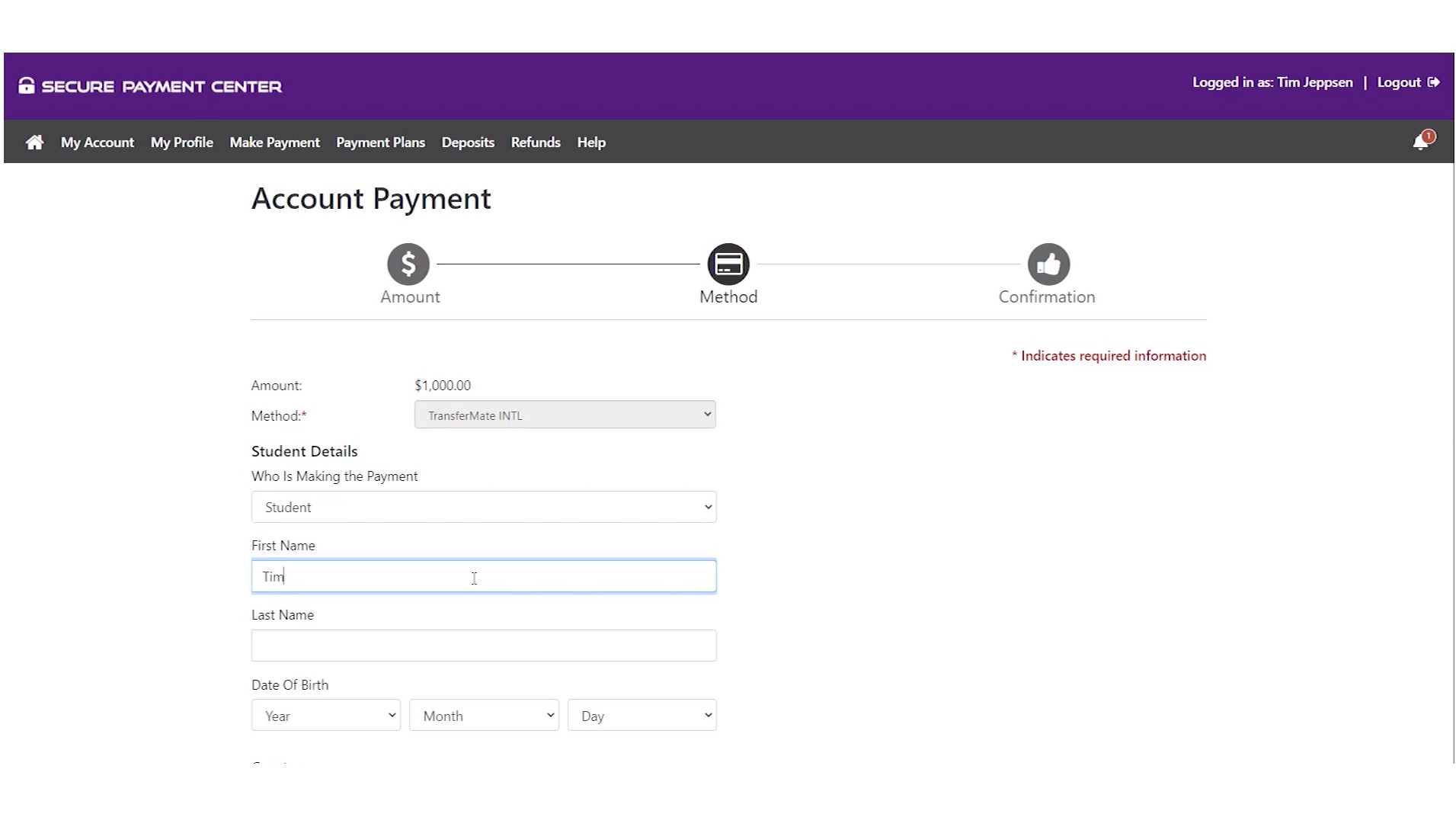 TransferMate: Enter Payer Information