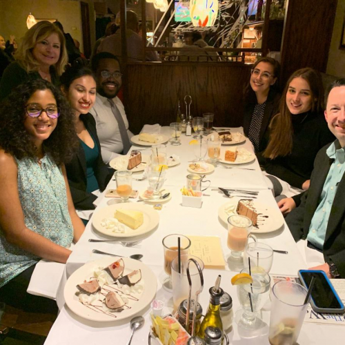 staff at dinner table