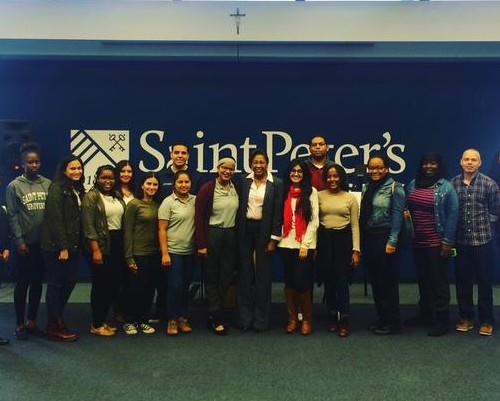 senator cunningham and students