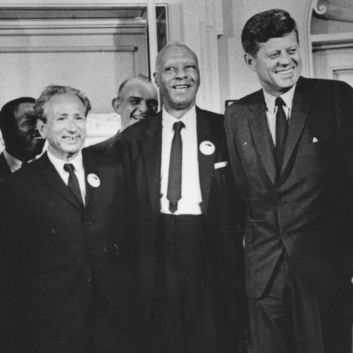 Joachim Prinz pictured with Rev. Dr. Martin Luther King, Jr. and President John F. Kennedy