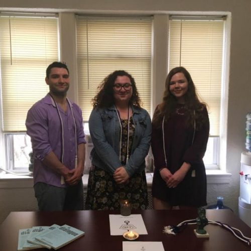 Phi Sigma Tau Inductees Anthony Coccaro '19, Nicole Font '20 and Alexis O'Callahan '19. Not pictured is inductee Melanie Mussman '19.
