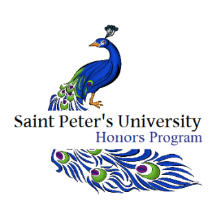 logo of saints peter's peacock with honor program title